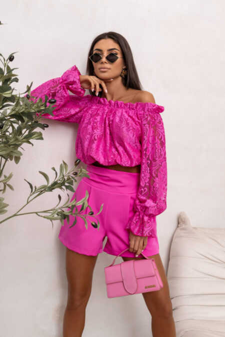 Bluzka Model Mia Koronka 562917328 Fuksja - LaBalancia