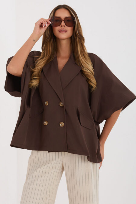 Płaszcz Damski Model IT-KR-FL10153KSM.86 Brown - Rue Paris
