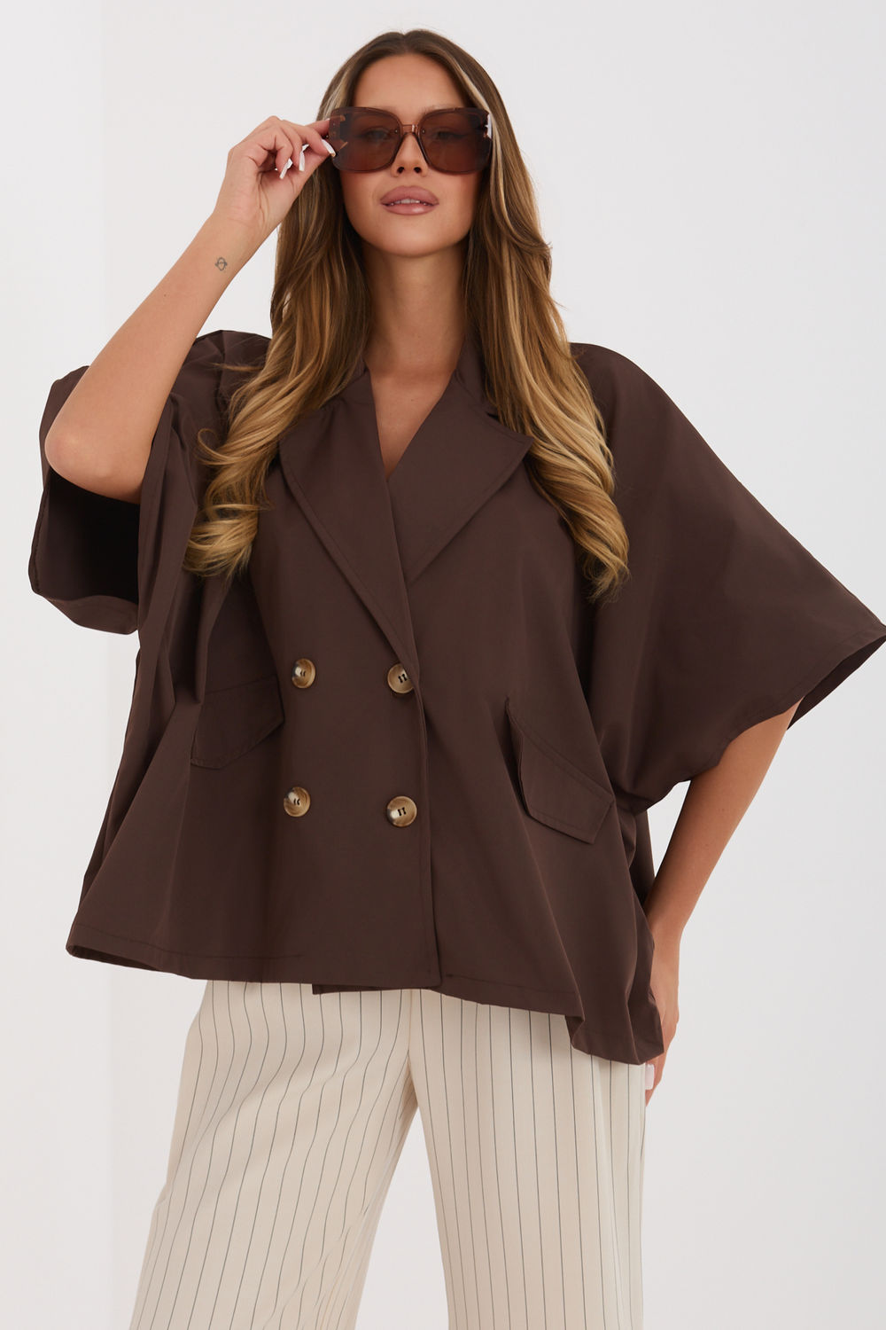 Płaszcz Damski Model IT-KR-FL10153KSM.86 Brown - Rue Paris
