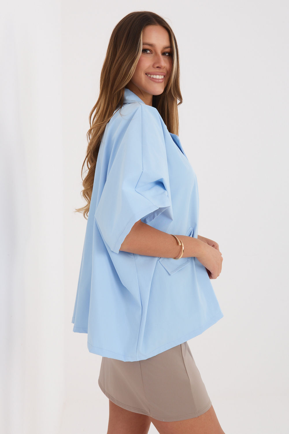 Płaszcz Damski Model IT-KR-FL10153KSM.91 Light Blue - Rue Paris - obrazek 3