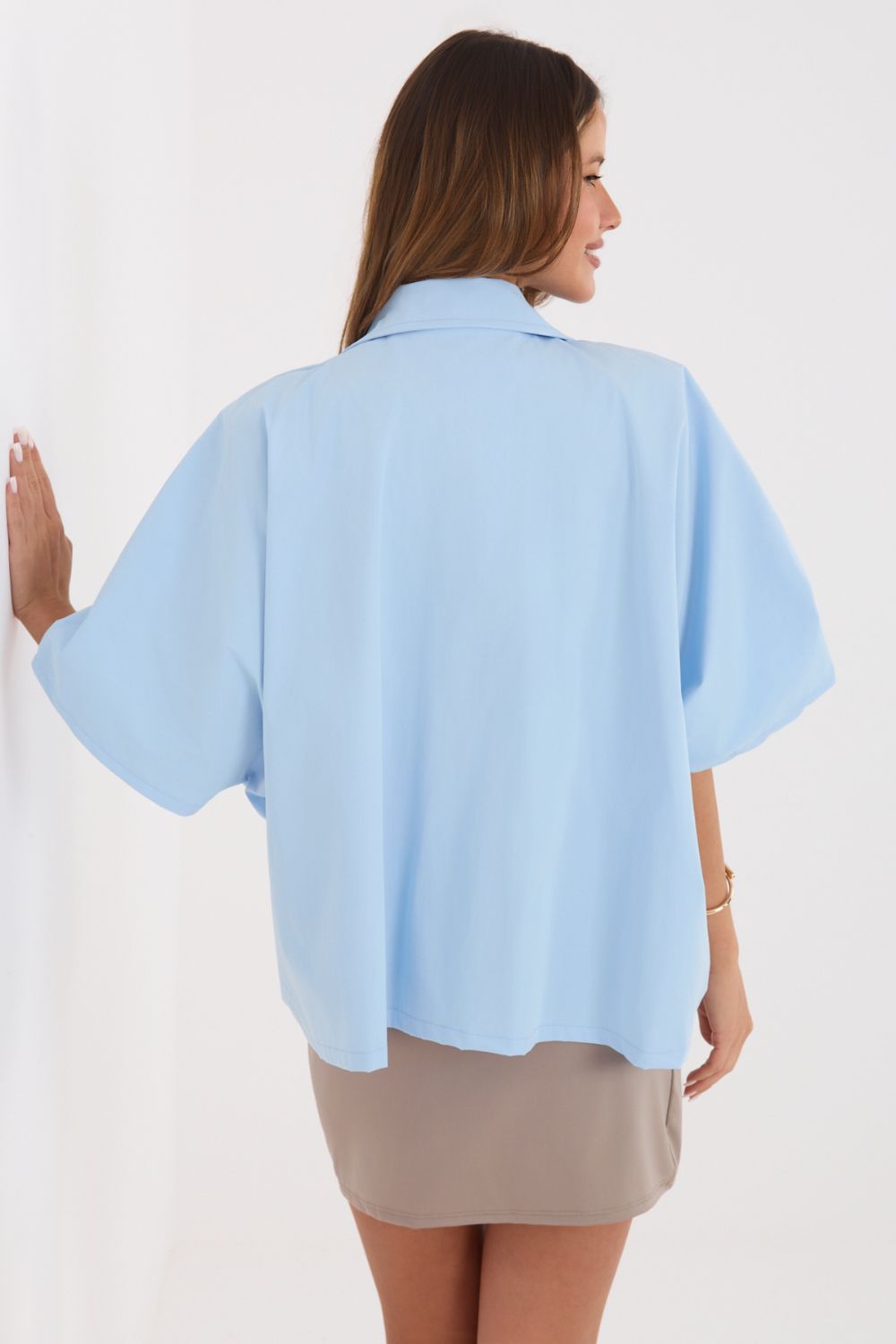 Płaszcz Damski Model IT-KR-FL10153KSM.91 Light Blue - Rue Paris - obrazek 4