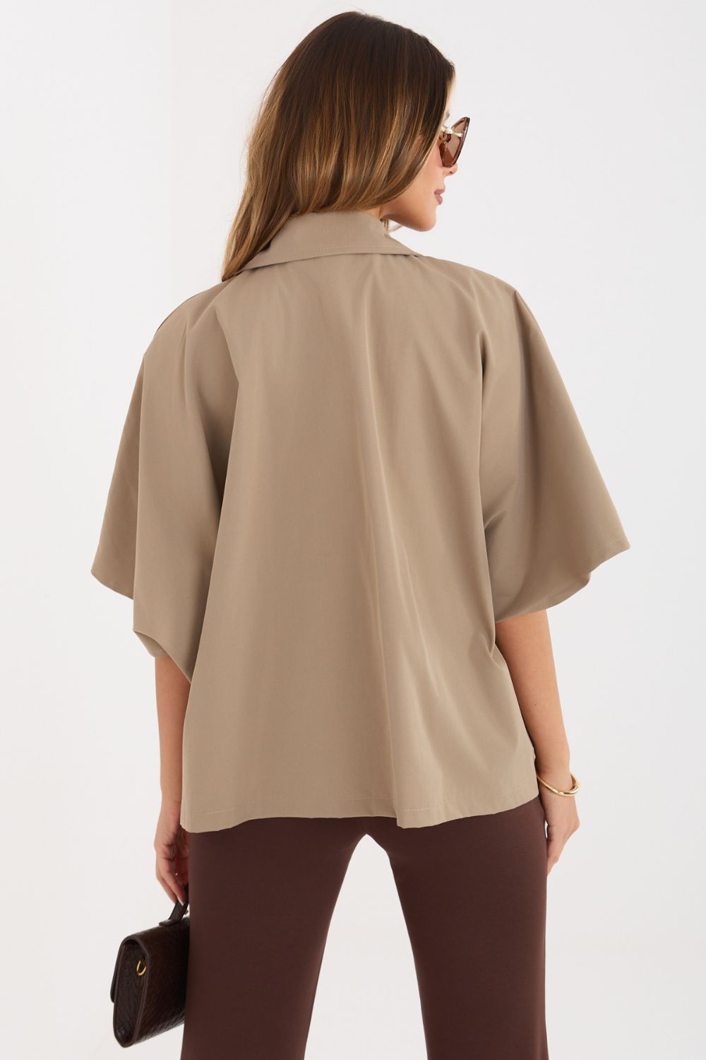 Płaszcz Damski Model IT-KR-FL10153KSM.91 Dark Beige - Rue Paris - obrazek 4