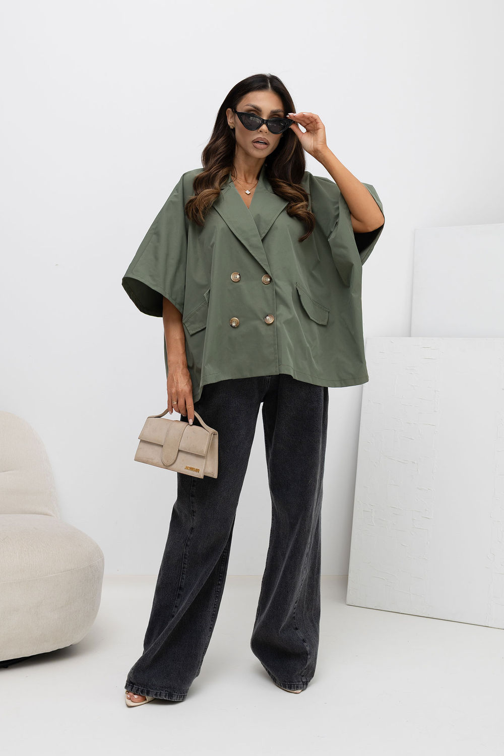 Płaszcz Damskie Model IT-KR-FL10153KSM.91 Khaki - Rue Paris - obrazek 2