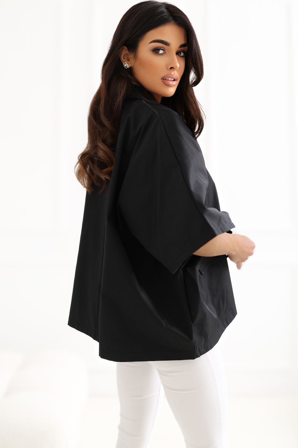 Płaszcz Damski Model IT-KR-FL10153KSM.86 Black - Rue Paris - obrazek 3