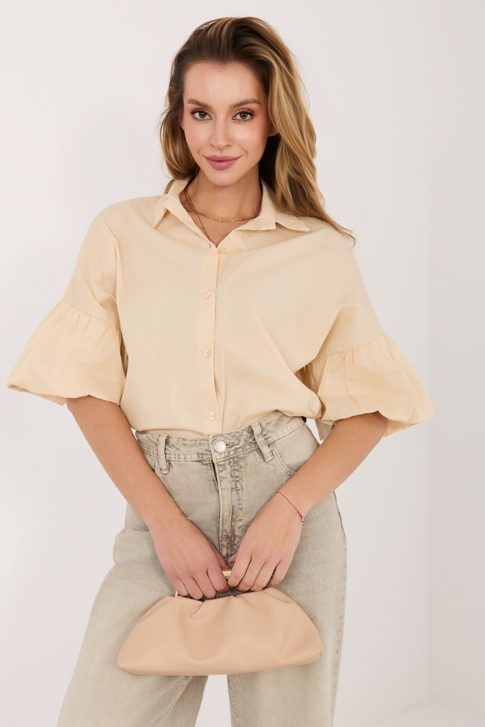 Koszula Damska Model MI-KS-3389A.90 Light Beige - Italy Moda - obrazek 4