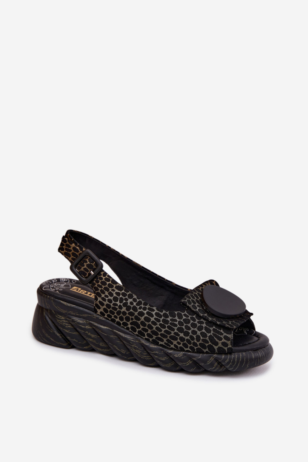 Sandały Model Artiker 58C0296 Black/Gold - Step in style - obrazek 2