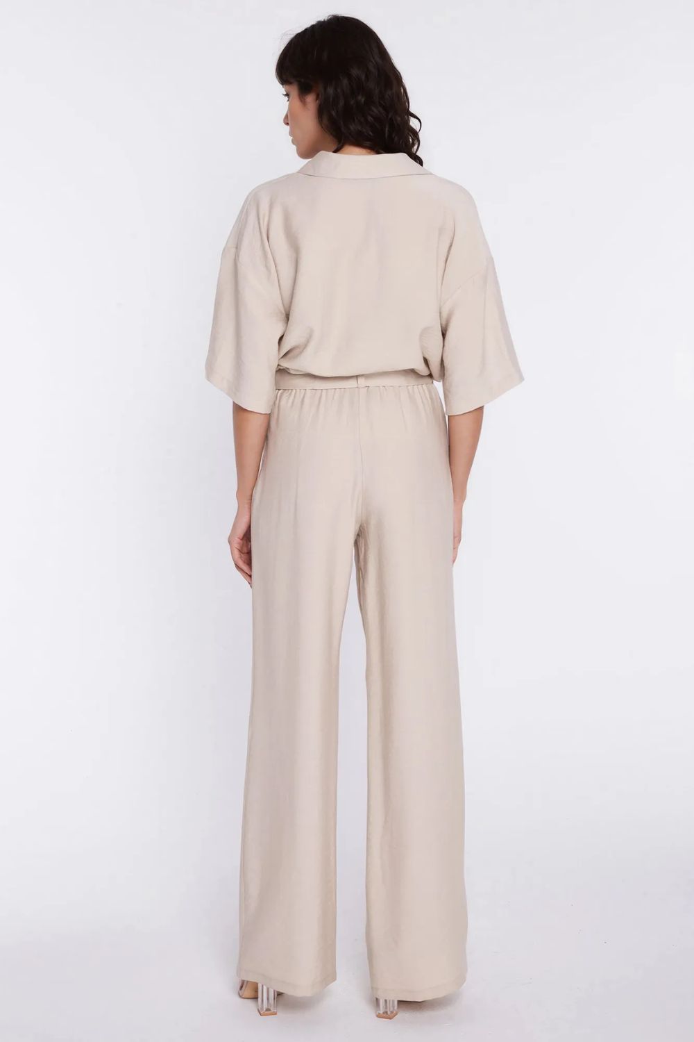 Spodnie wide leg SD135 Beige - Nife - obrazek 4