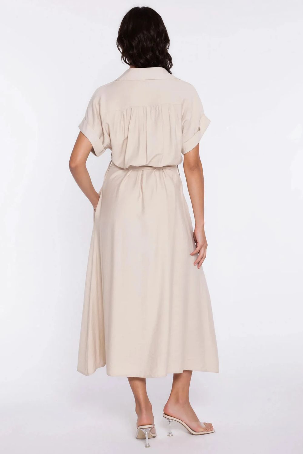Sukienka Koszulowa sukienka S294 Beige - Nife - obrazek 4
