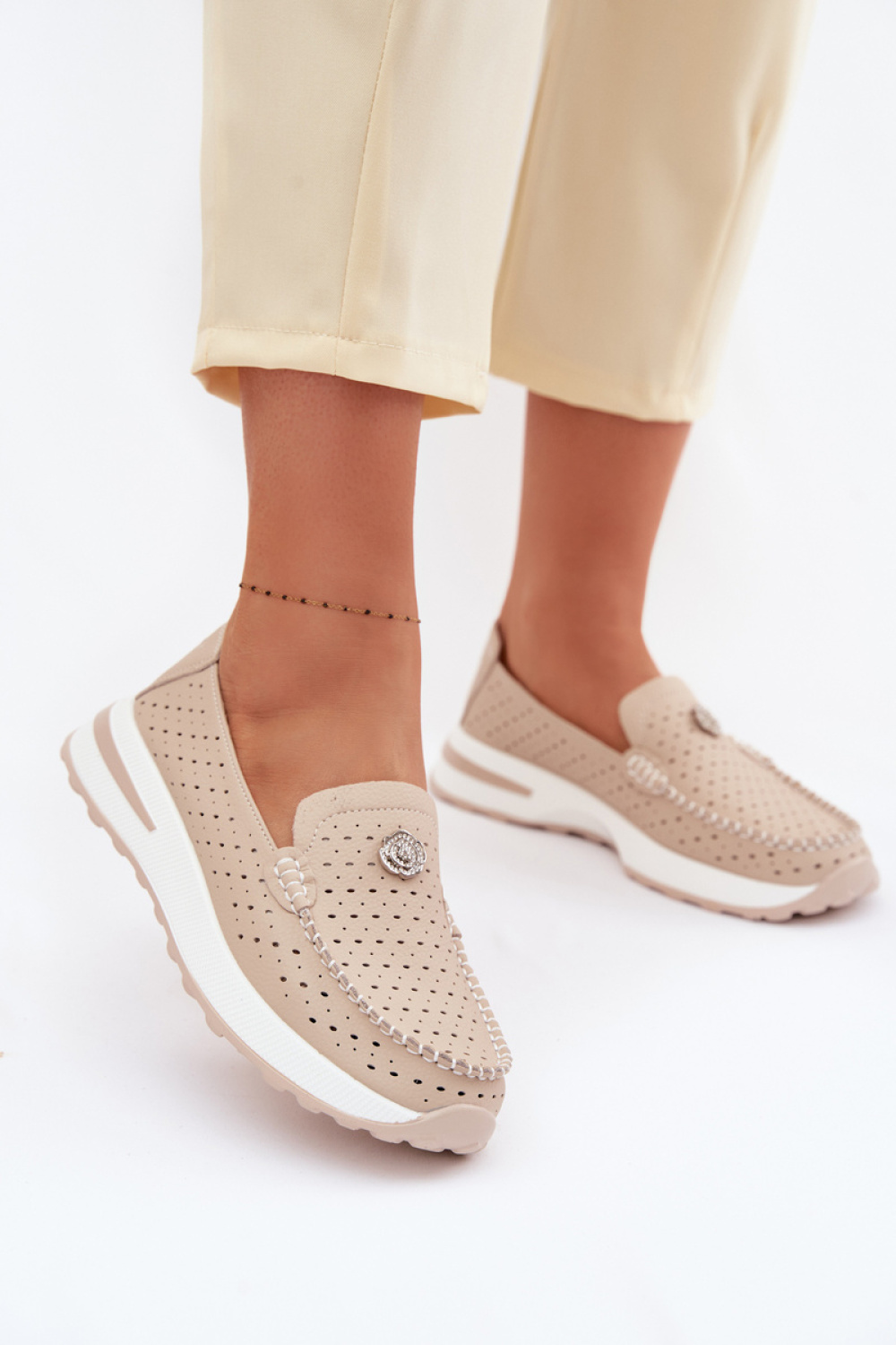 Mokasyny Model Kemela 25PB32-8663 beige - Step in style