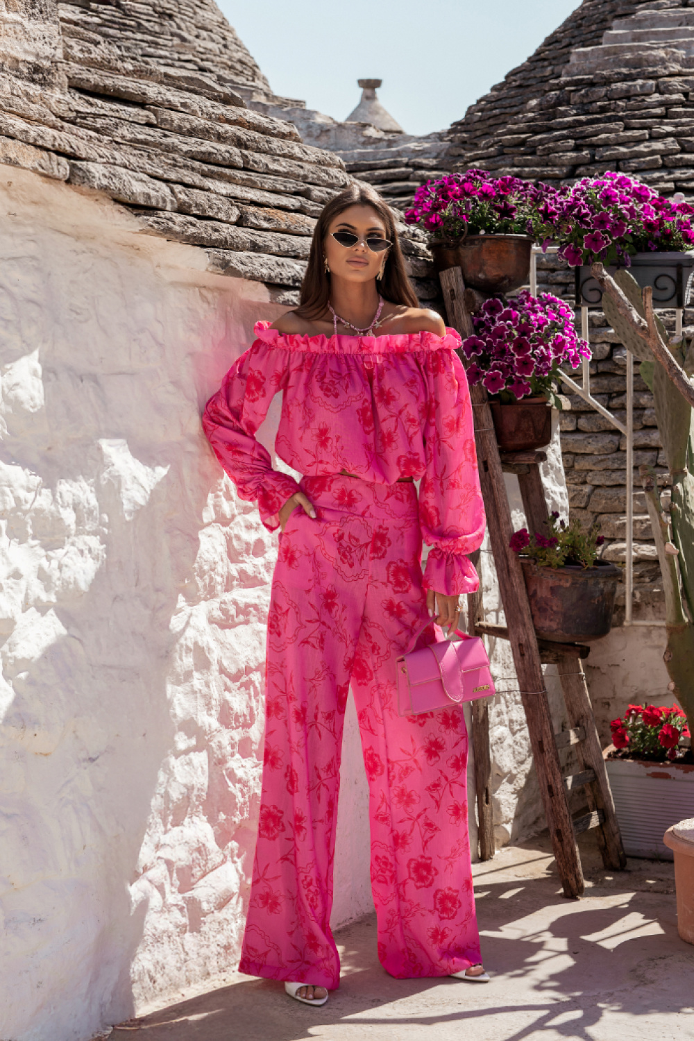 Spodnie Komplet Model Mia Len 585665388 Floria Pink - LaBalancia