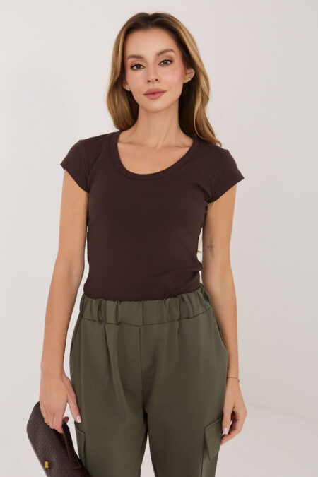T-shirt Damski Model RV-TS-A1360.02P Dark Brown - Rue Paris