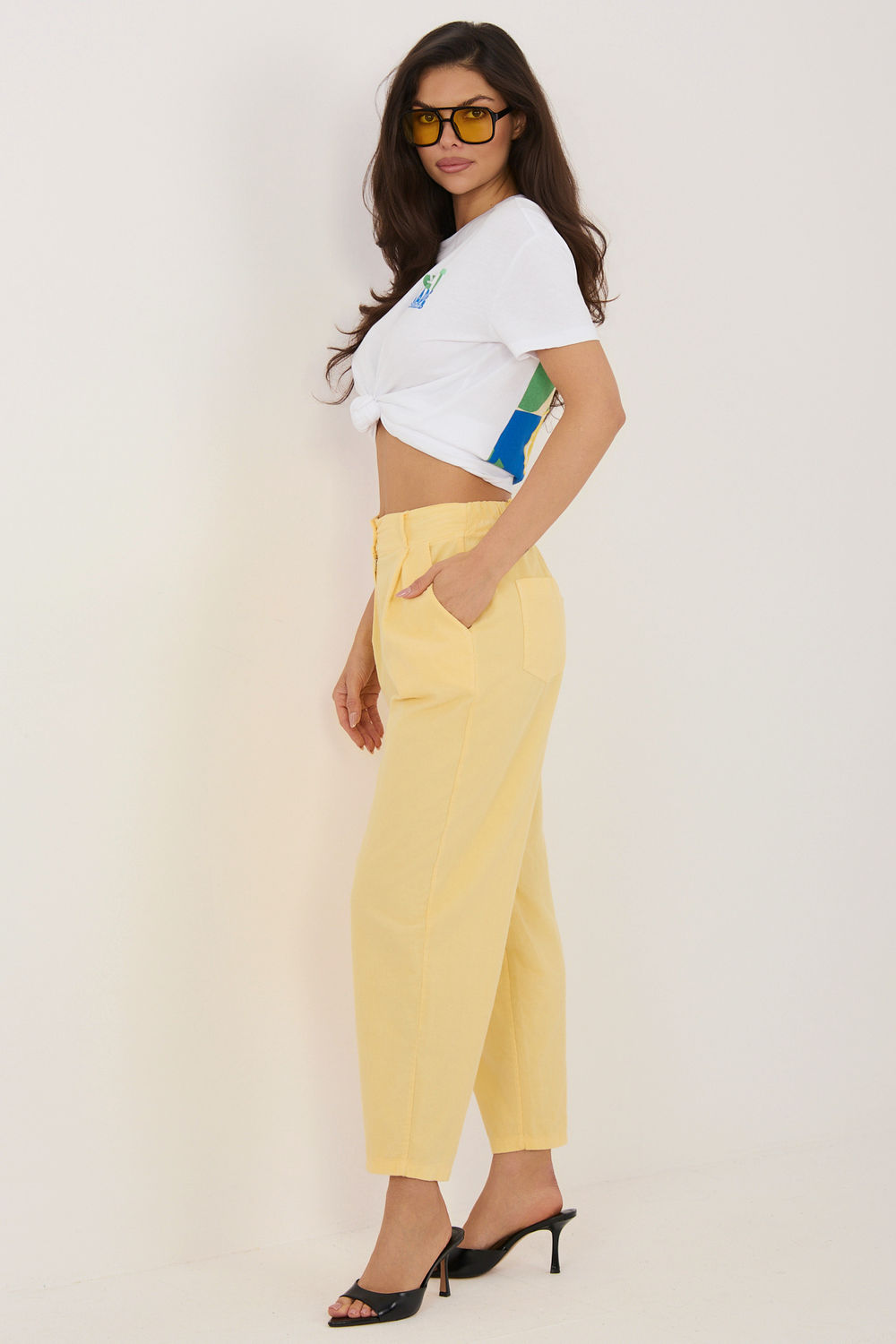 Spodnie Damskie Model IT-SP-FL8916-1.60 Light Yellow - Rue Paris - obrazek 2