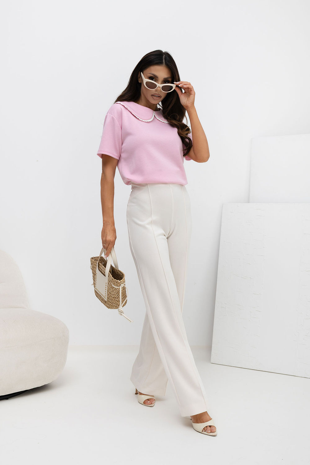 Bluzka Model MI-BZ-3406.90 Light Pink - Italy Moda - obrazek 2