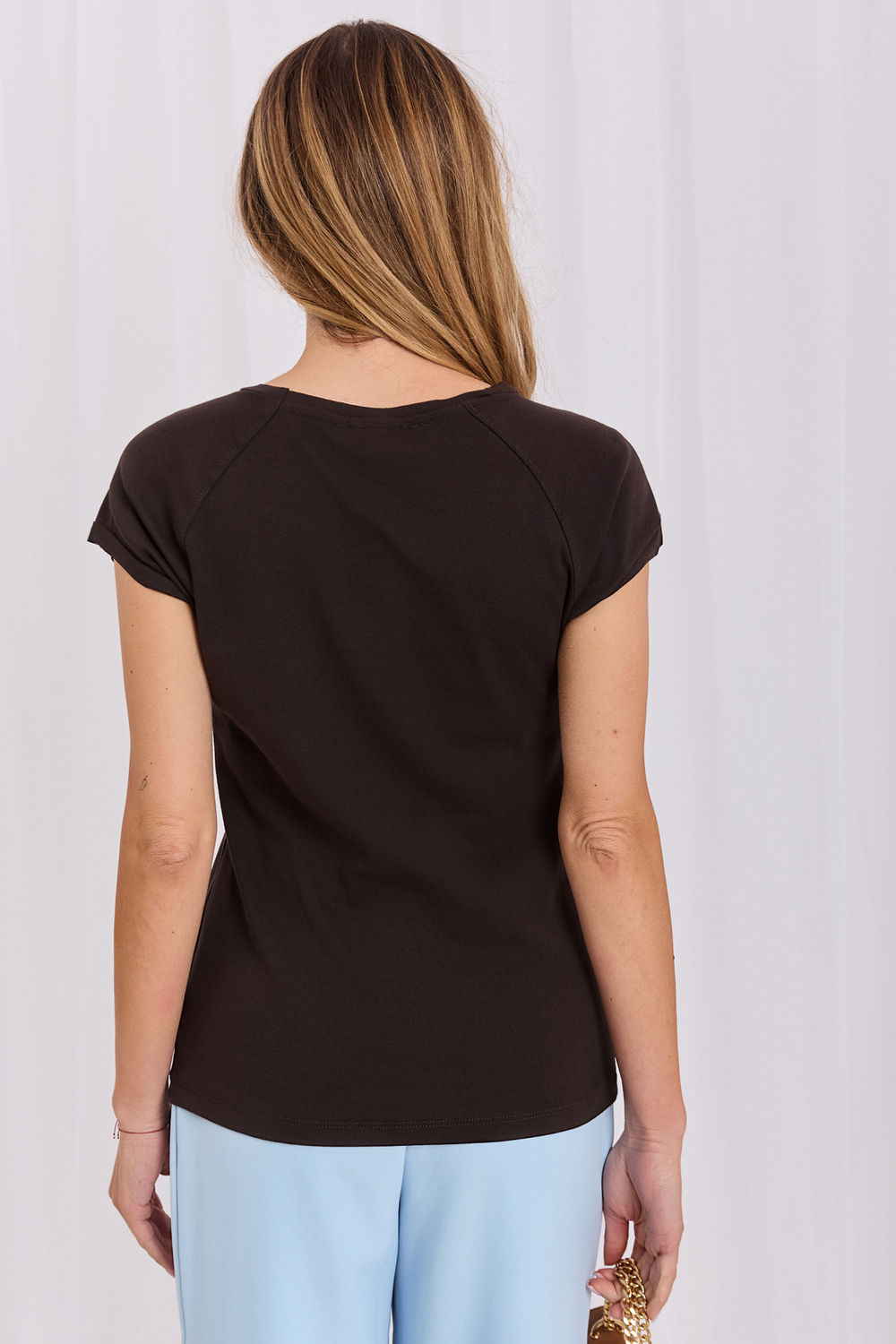 Tshirt Damski Model RV-TS-A1442.15 Dark Brown - Rue Paris - obrazek 3
