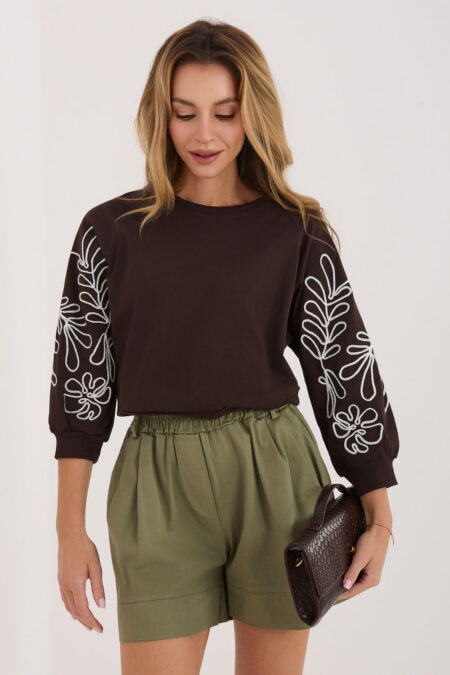 Bluza Damska Model RV-BL-A367-1.18P Dark Brown - Rue Paris