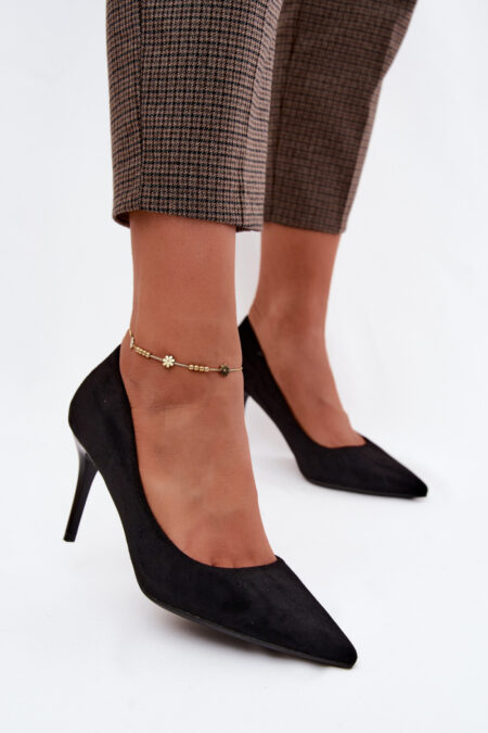 Szpilki Model Tropessa LE185 Black Zamsz - Step in style
