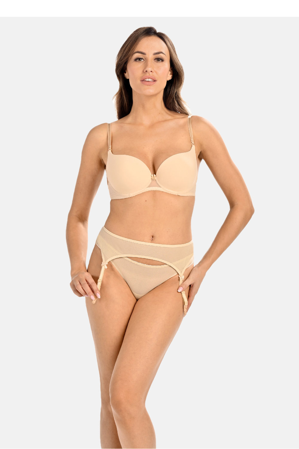 Gorsety, body, pasy Pas do pończoch Model Ella 228 Beige - Teyli - obrazek 2