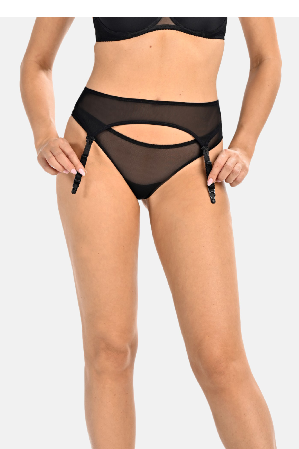 Gorsety, body, pasy Pas do pończoch Model Ella 228 Black - Teyli