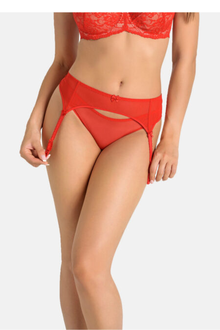 Gorsety, body, pasy Pas do pończoch Model Eleonora 224 Red - Teyli