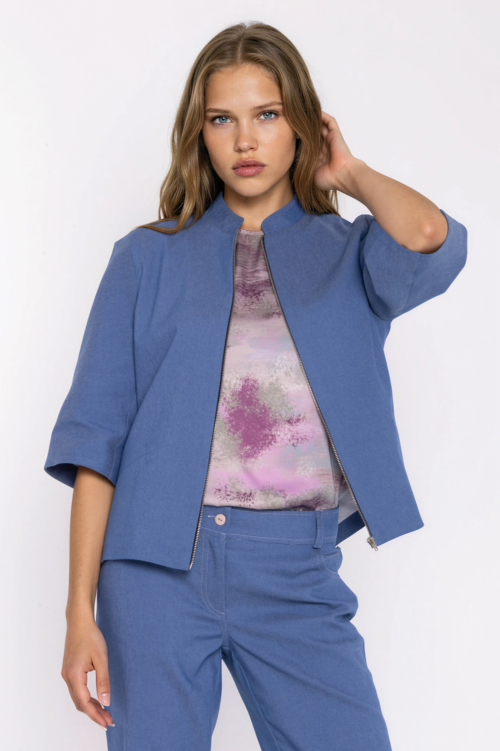 Jeansowa luźna kurtka Z101 Blue Denim - Nife