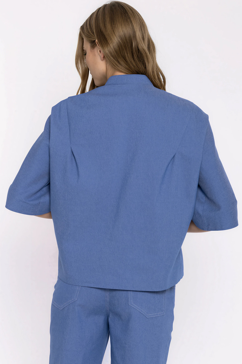 Jeansowa luźna kurtka Z101 Blue Denim - Nife - obrazek 3