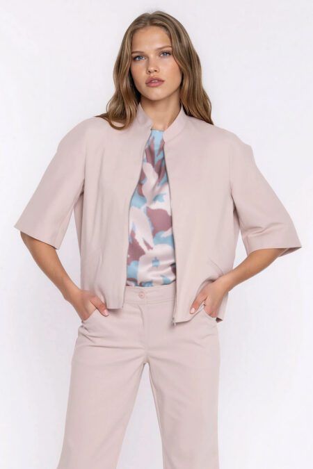 Jeansowa luźna kurtka Z101 Beige - Nife