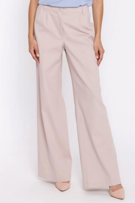 Spodnie Jeansowe spodnie wide leg SD141 Beige - Nife