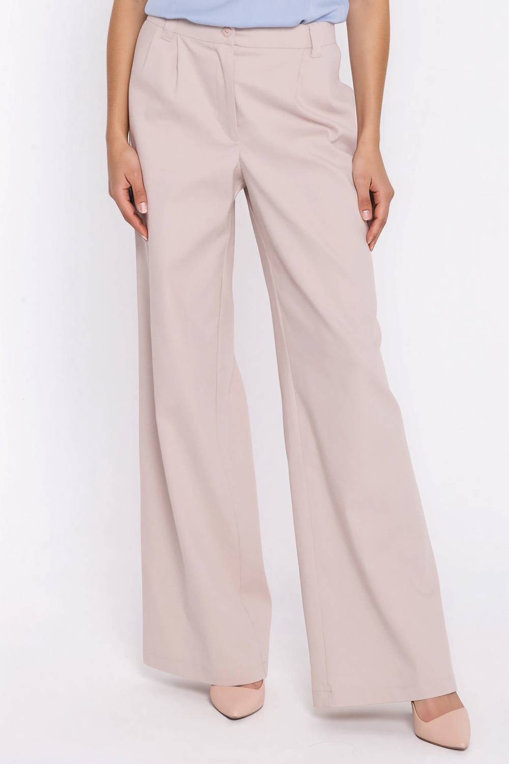 Spodnie Jeansowe spodnie wide leg SD141 Beige - Nife
