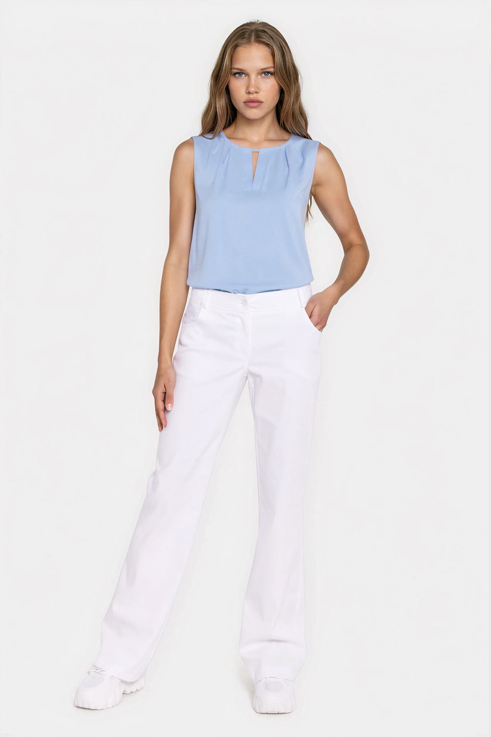 Spodnie Jeansowe spodnie bootcut SD140 White - Nife - obrazek 2