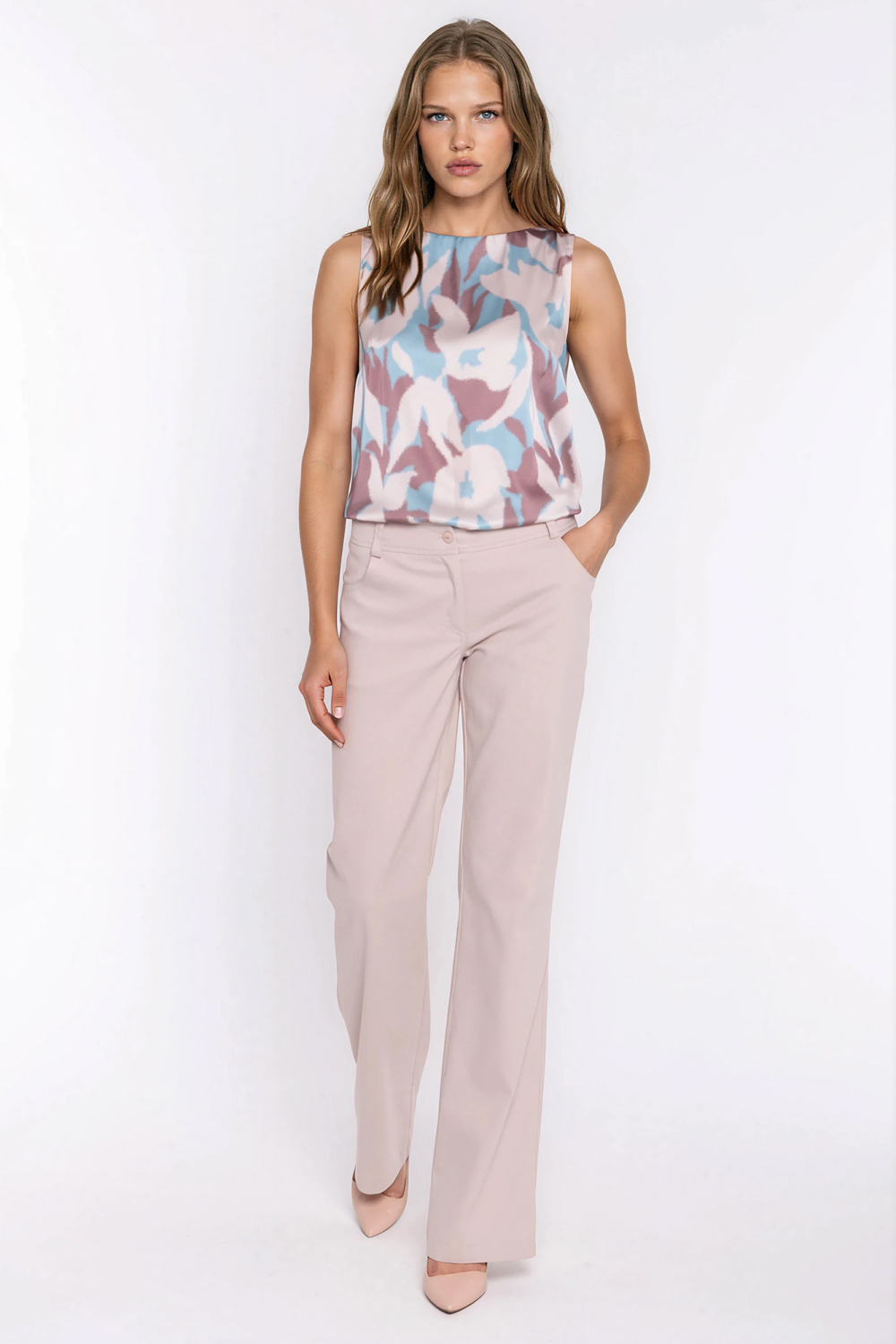 Spodnie Jeansowe spodnie bootcut SD140 Beige - Nife - obrazek 4