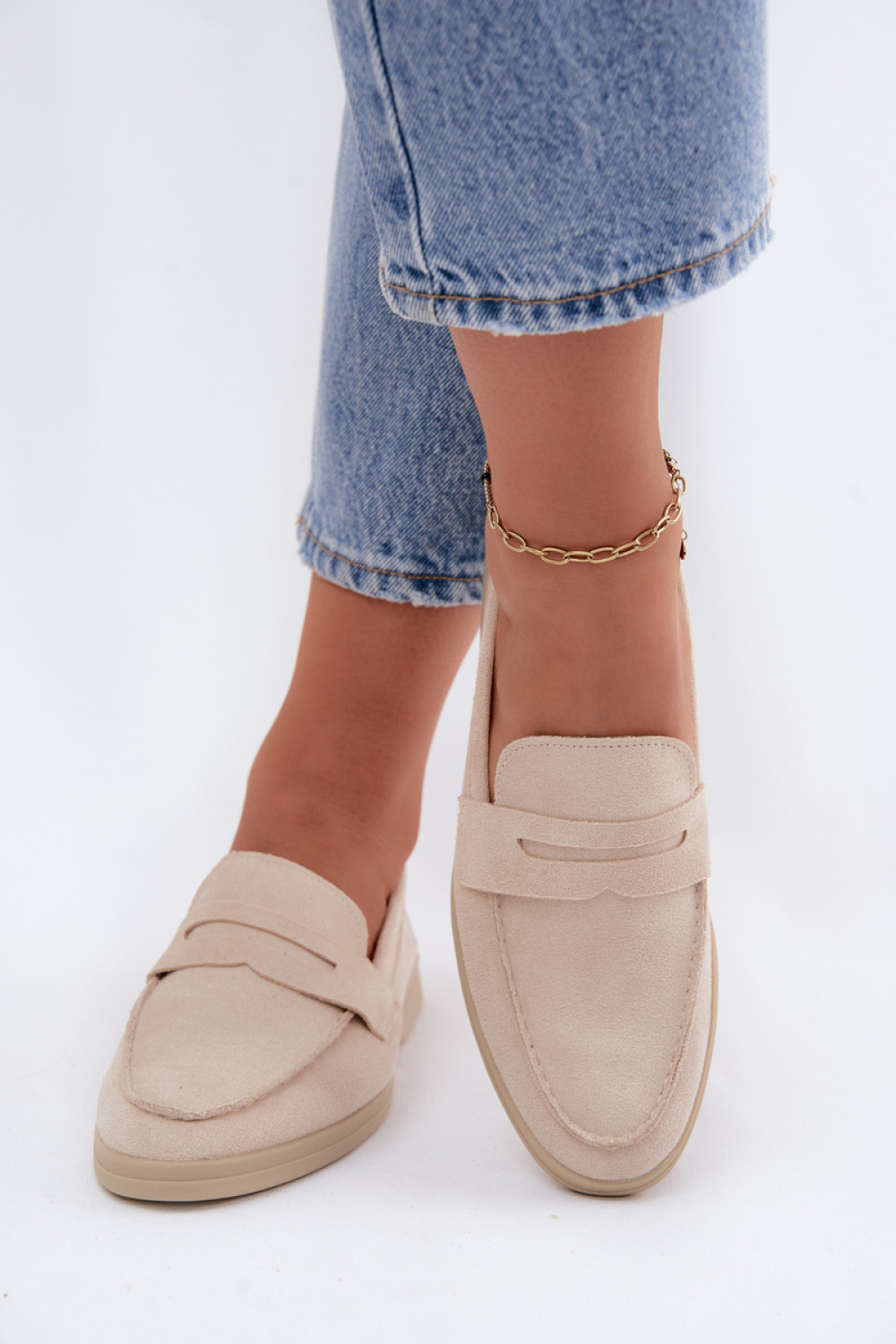 Mokasyny Model Renelia QQ-278 Beige - Step in style - obrazek 3