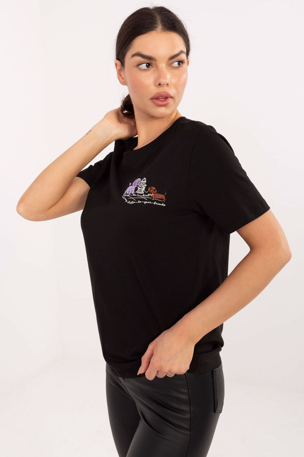 Tshirt Damski Model D12022M02844A Black - Factory Price - obrazek 4