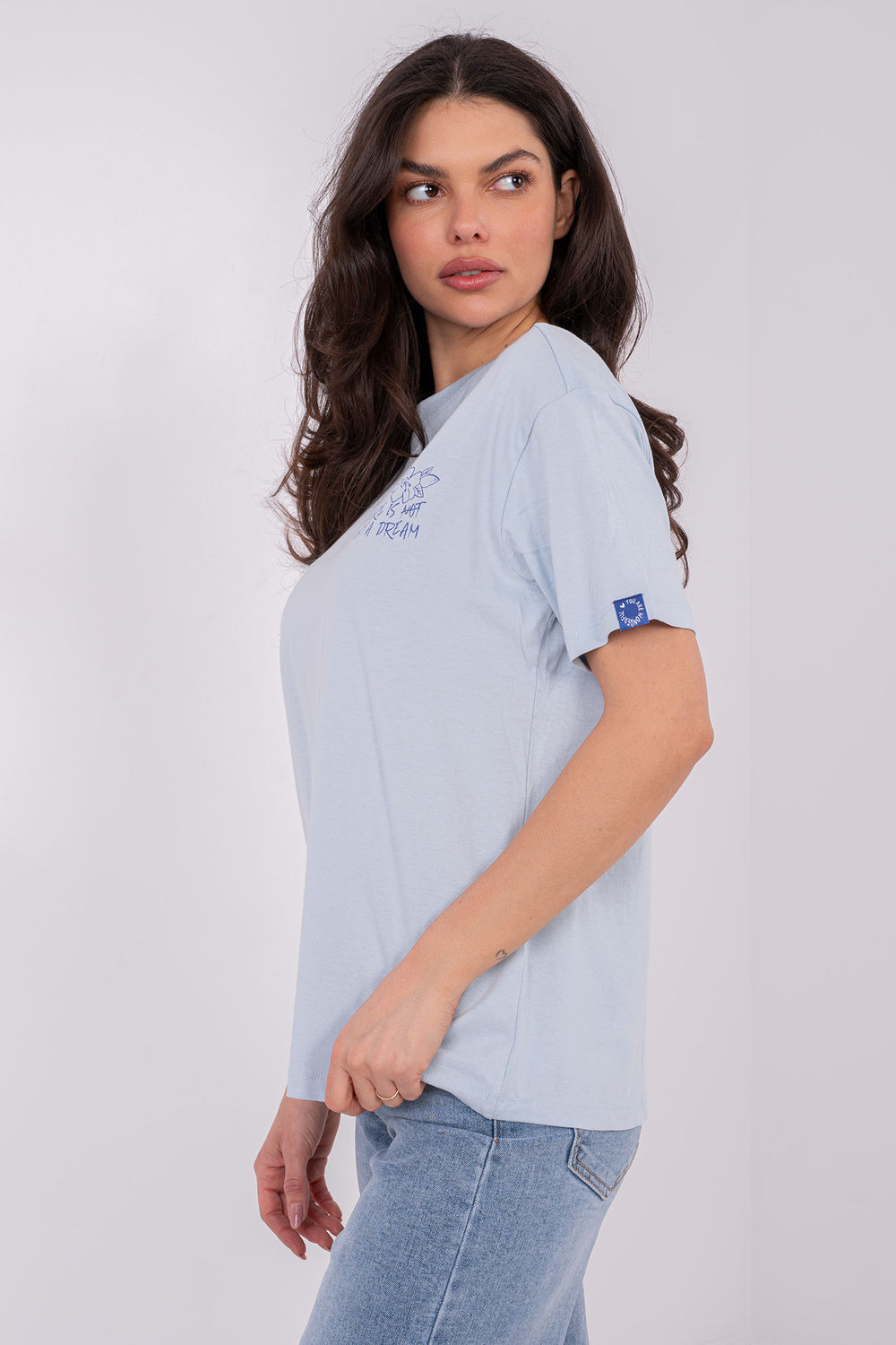 Tshirt Damski Model D12022M02842A Light Blue - Factory Price - obrazek 3