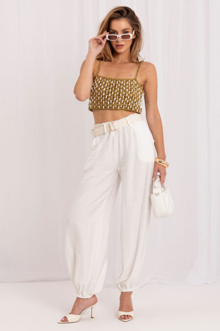 Spodnie Damskie Model IT-SP-10368.34 Ecru - Rue Paris