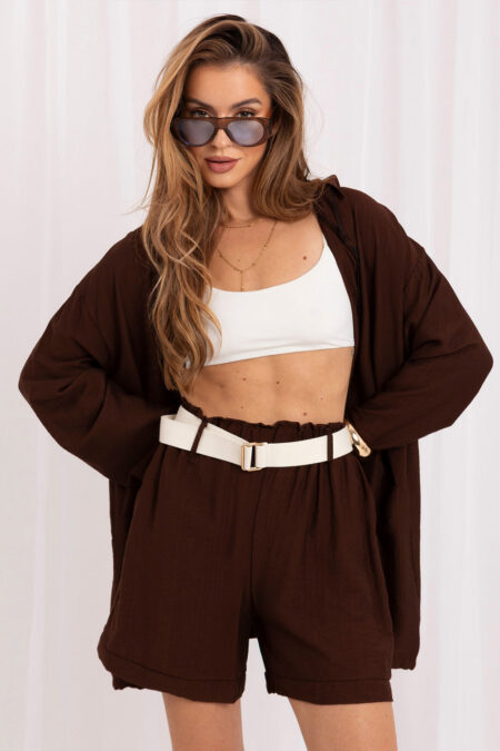 Szorty Damskie Model IT-SN-10366.69 Dark Brown - Rue Paris