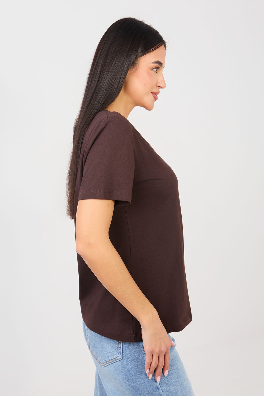 Tshirt Damski Model RV-TS-A1095.33 Dark Brown - Rue Paris - obrazek 2