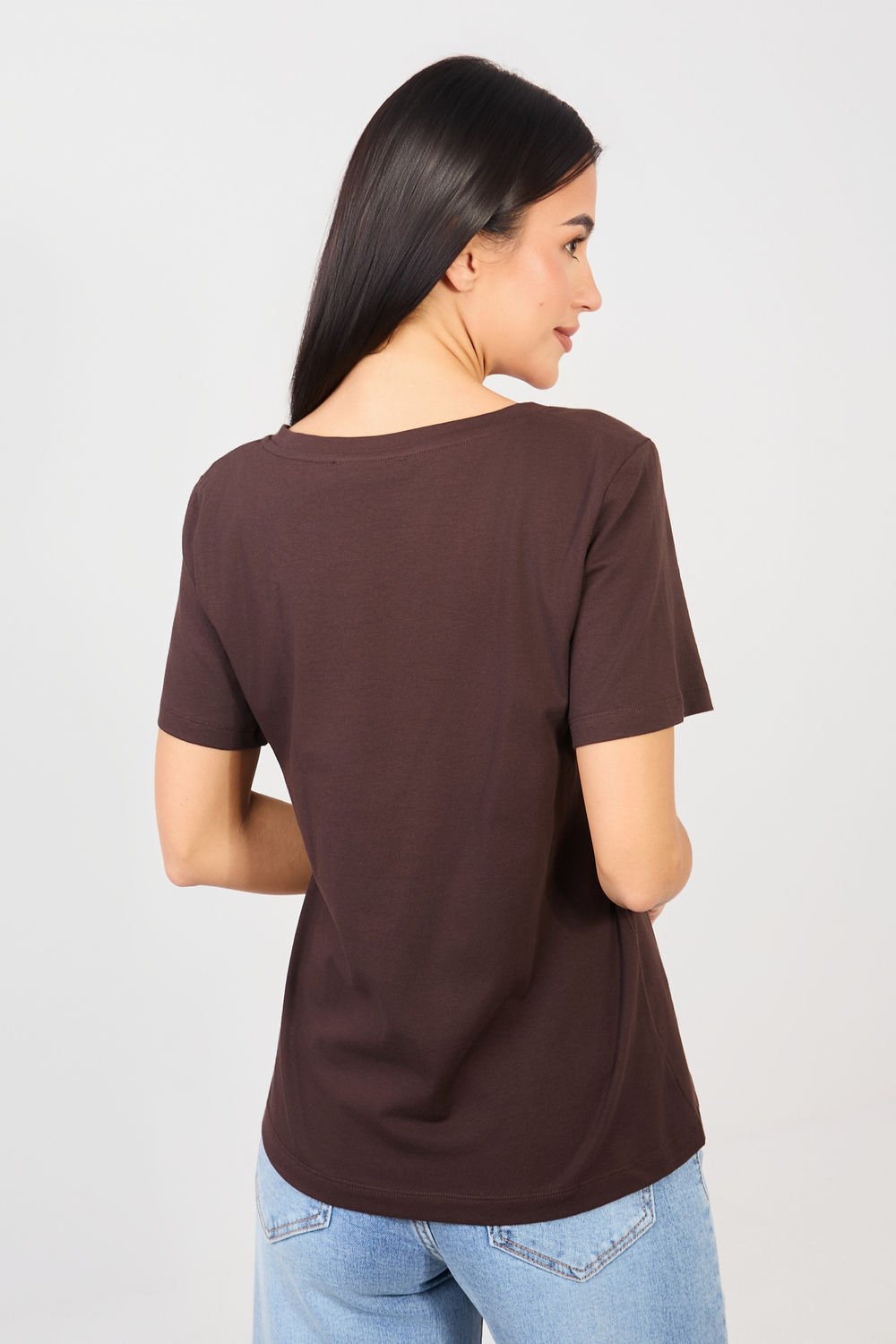 Tshirt Damski Model RV-TS-A1095.33 Dark Brown - Rue Paris - obrazek 3