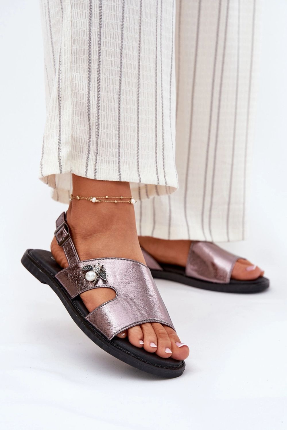 Sandały Model Vinceza 17378 Silver - Step in style - obrazek 4