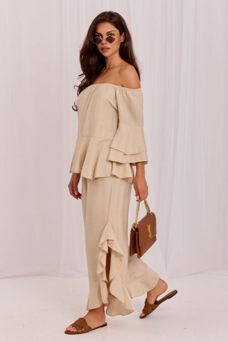 Spodnie Komplet Model IT-KMPL-10305.29 Beige - Rue Paris