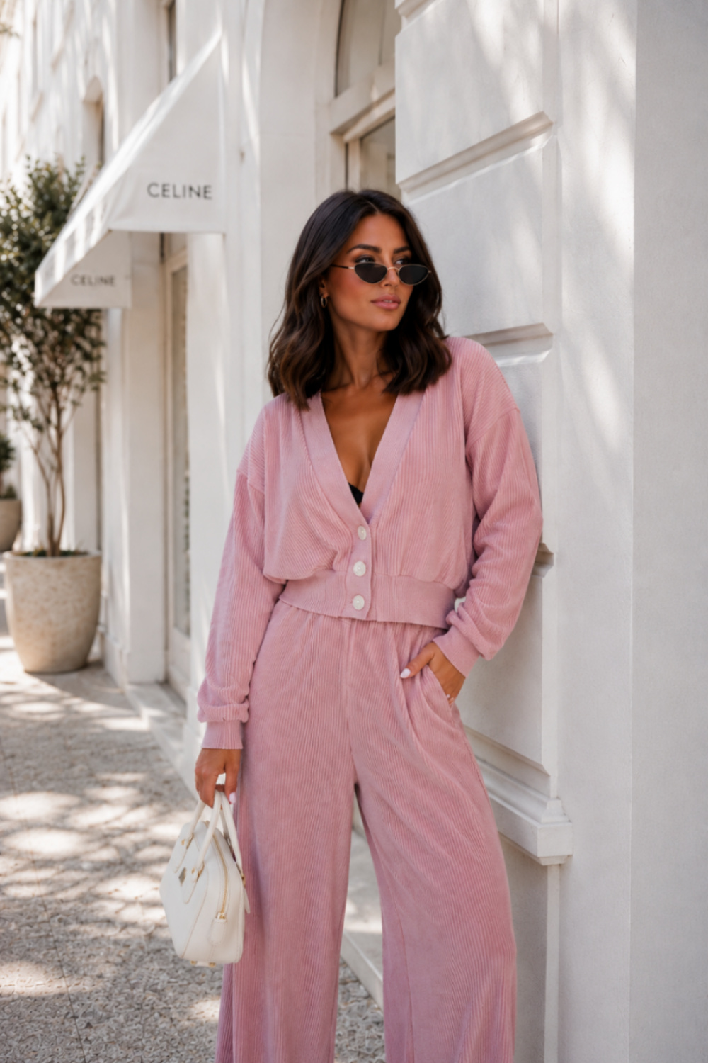 Spodnie Komplet Model Meggi Sztruks 616864312 Powder Pink - LaBalancia - obrazek 2