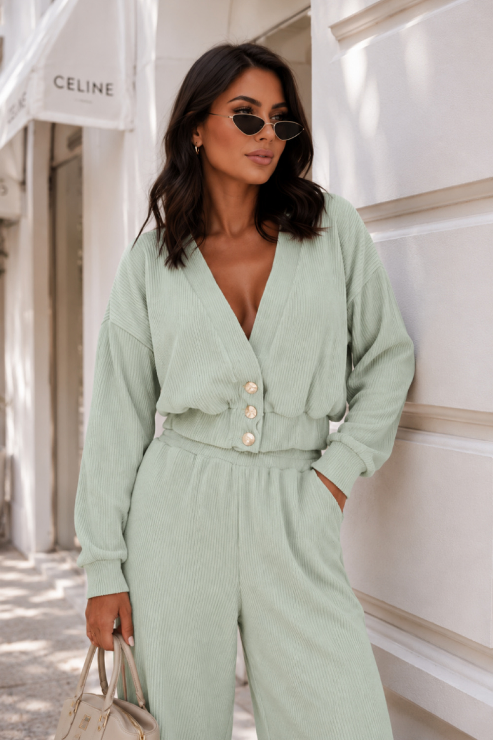 Spodnie Komplet Model Meggi Sztruks 616864271 Matcha - LaBalancia - obrazek 2