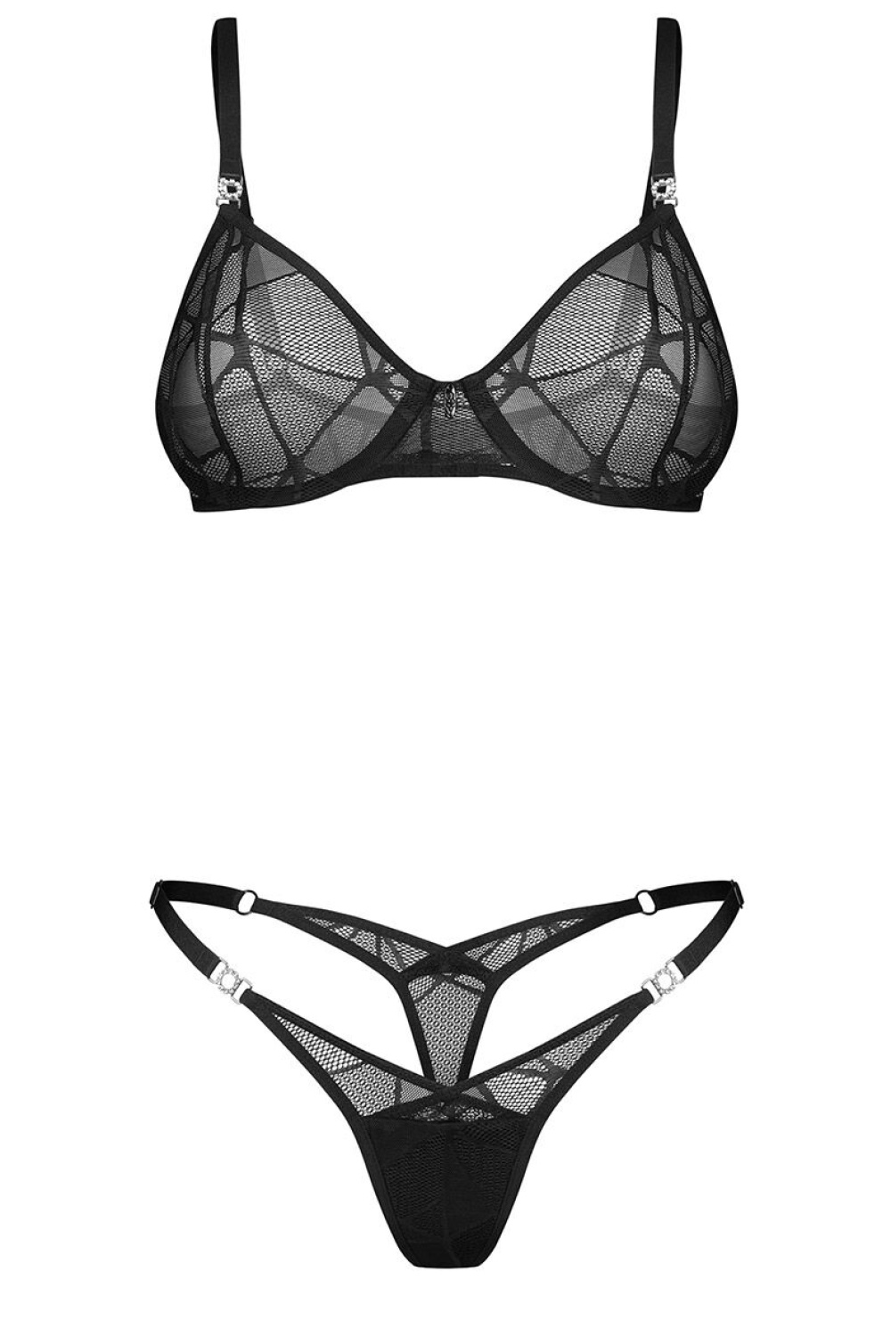 Komplet Model Olianna Siatka 232414 Black - Obsessive - obrazek 4