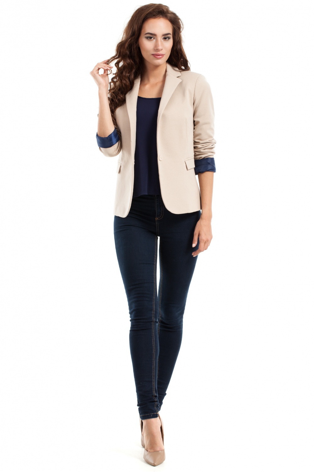 Żakiet Model MOE243 Beige - Moe - obrazek 2