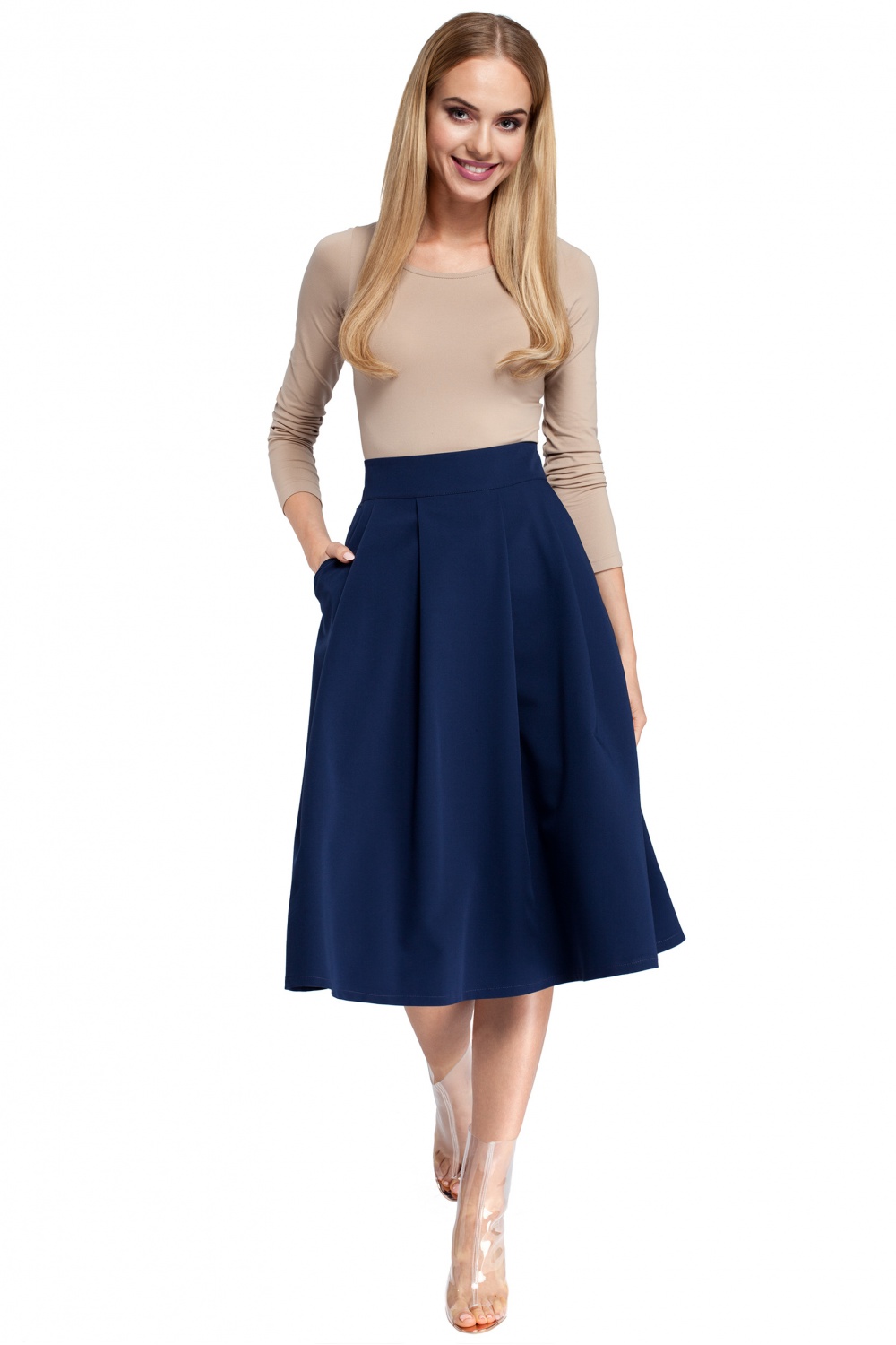 Spódnica Model MOE302 Navy - Moe - obrazek 2