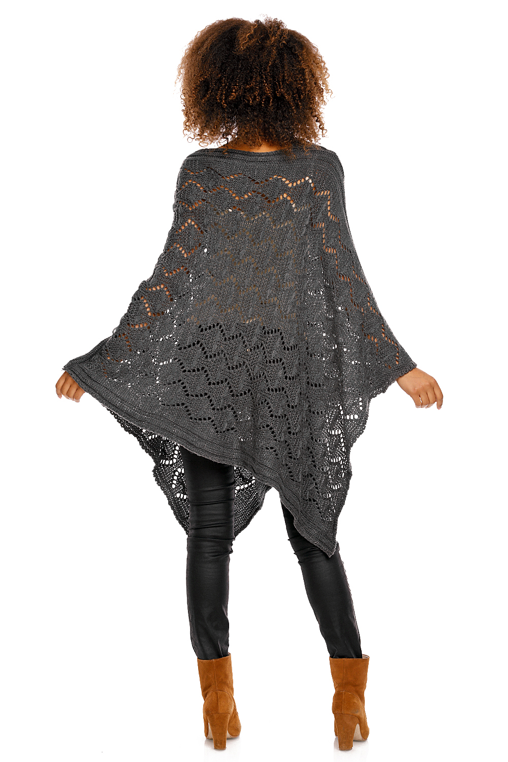 Sweter Poncho model 30012 Graphit - PeeKaBoo - obrazek 4