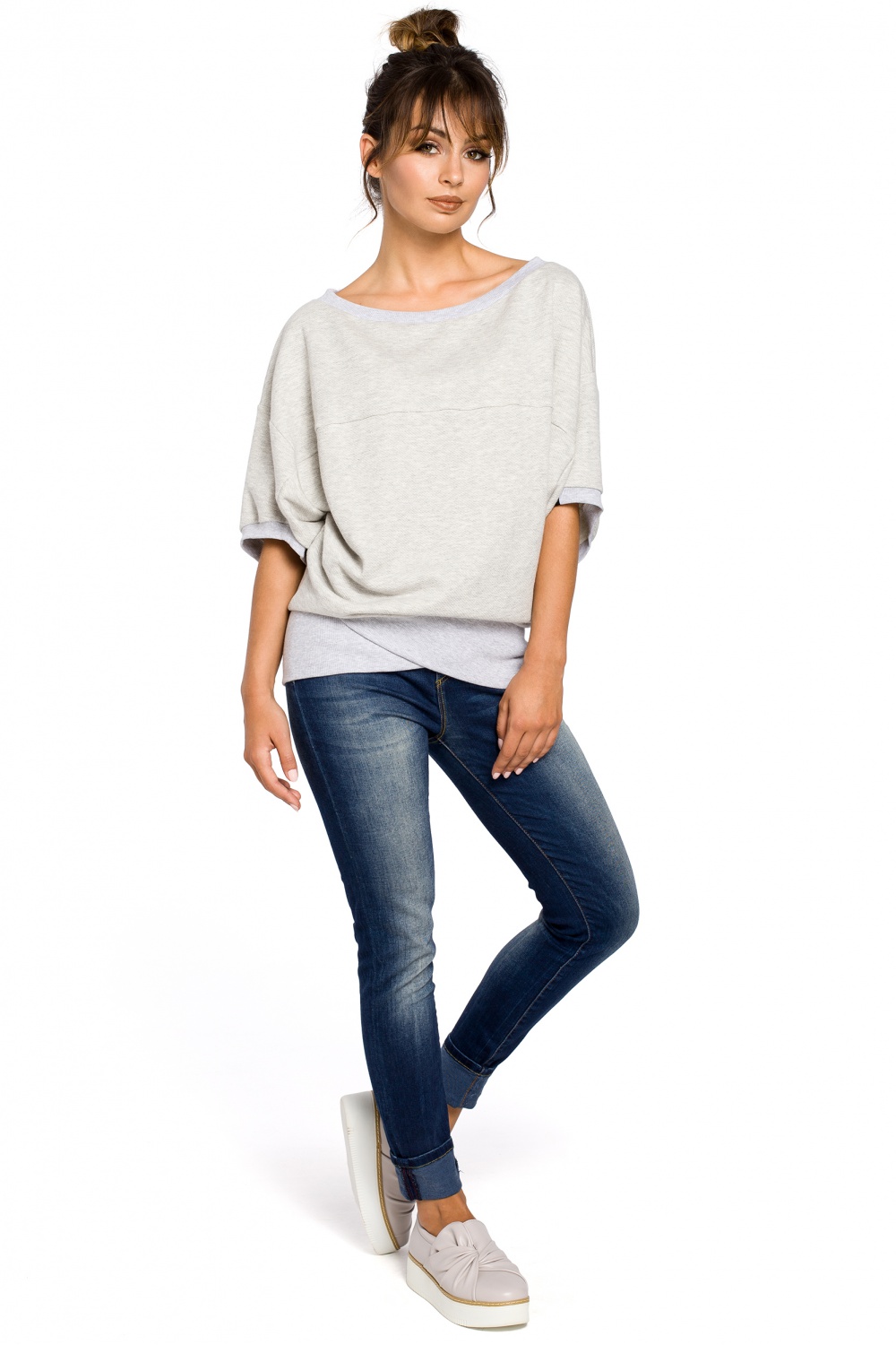 Bluza Damska Model B048 Popiel - BeWear - obrazek 2
