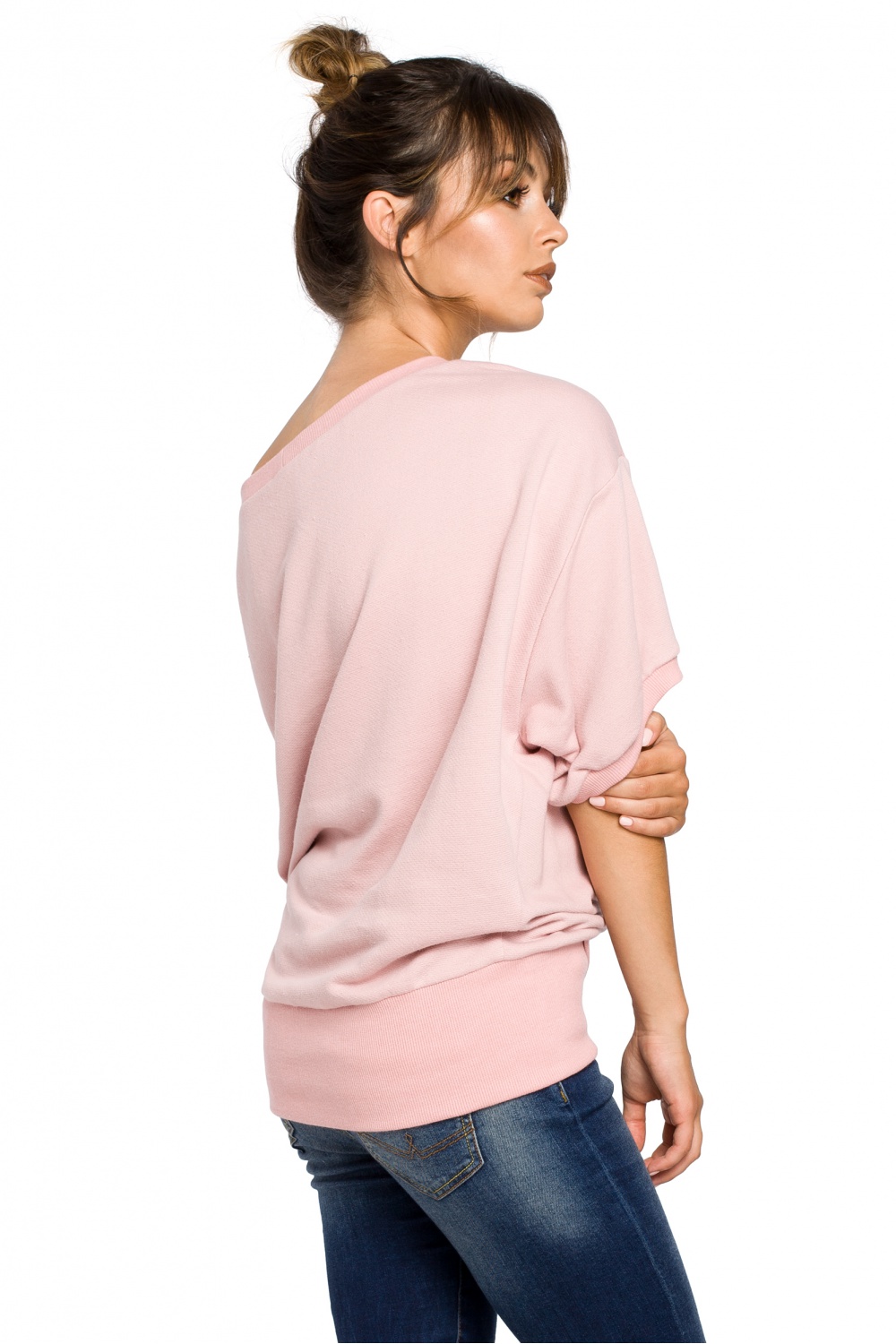 Bluza Damska Model B048 Powder Pink - BeWear - obrazek 3