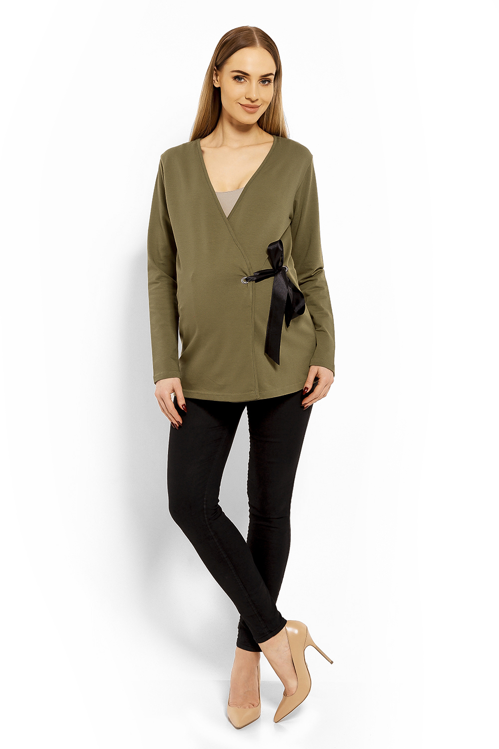 Bluzka Ciążowa Model 1626C Khaki - PeeKaBoo - obrazek 2