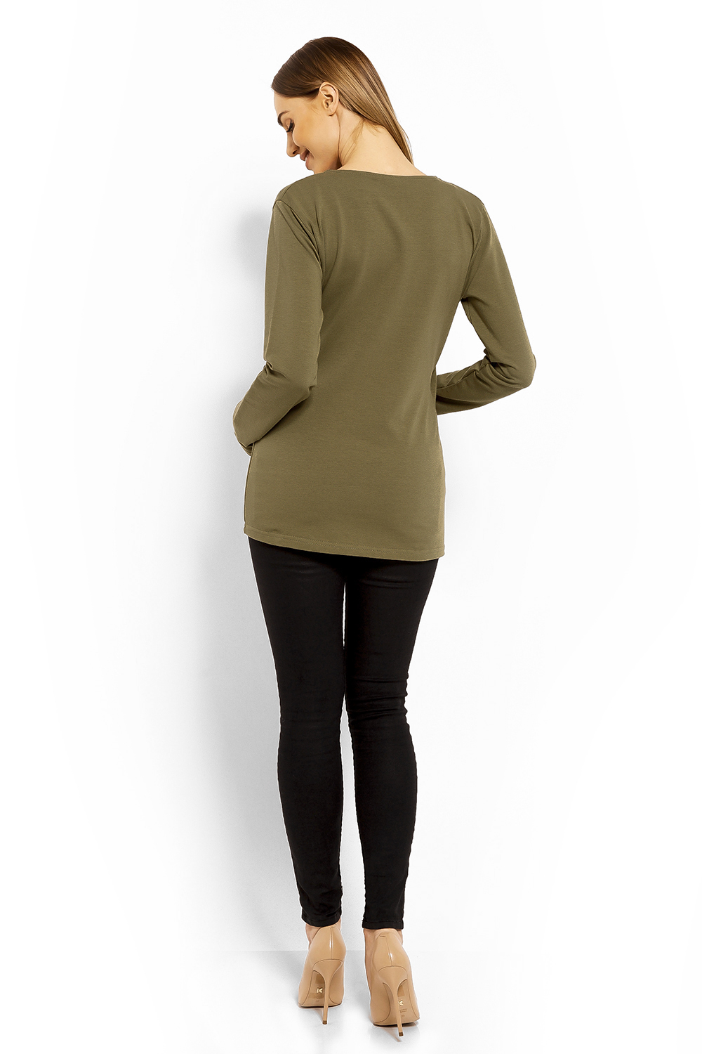 Bluzka Ciążowa Model 1626C Khaki - PeeKaBoo - obrazek 3