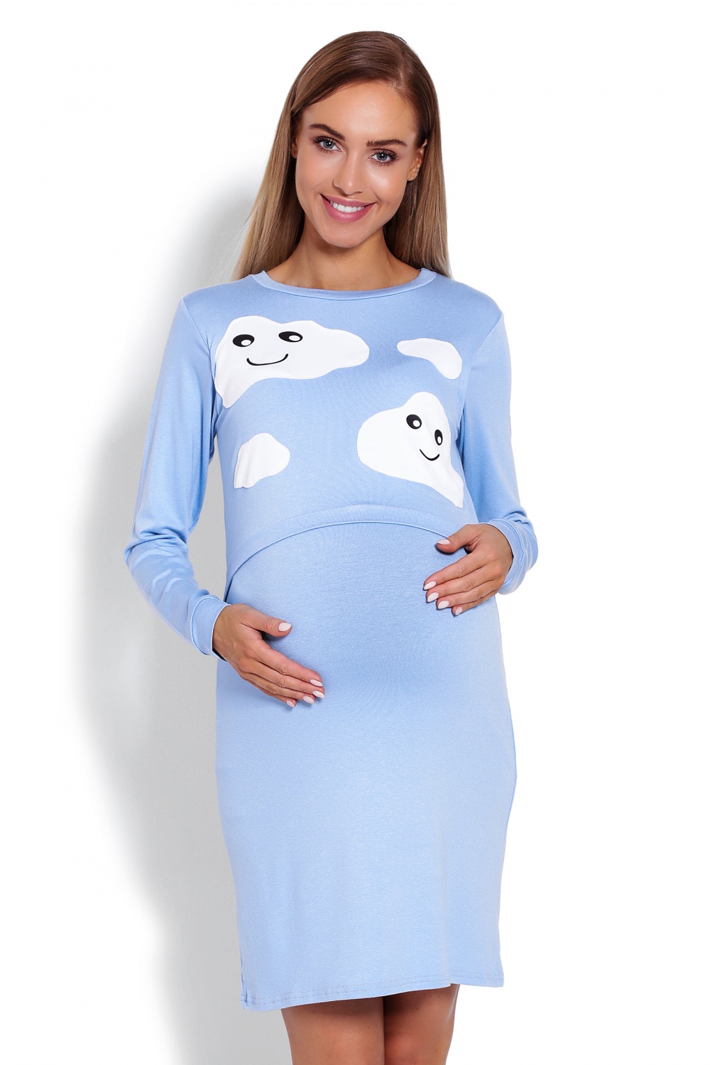 Koszula Nocna Ciążowa Model 1682 Sky Blue - PeeKaBoo